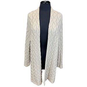 J. Jill Wool Blend Cable Knit Open Front Cardigan Sweater Size 2X